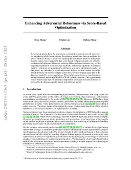 Enhancing Adversarial Robustness via Score-Based Optimization