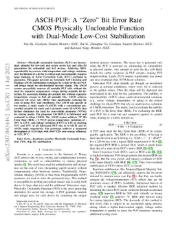 ASCH-PUF: A "Zero" Bit Error Rate CMOS Physically Unclonable Function
  with Dual-Mode Low-Cost Stabilization