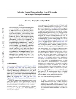 Injecting Logical Constraints into Neural Networks via Straight-Through
  Estimators