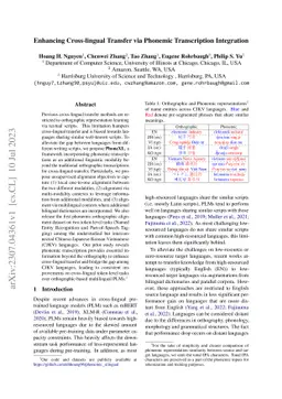 Enhancing Cross-lingual Transfer via Phonemic Transcription Integration