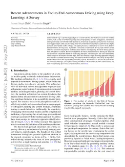 Recent Advancements in End-to-End Autonomous Driving using Deep
  Learning: A Survey