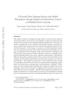 A Versatile Door Opening System with Mobile Manipulator through Adaptive
  Position-Force Control and Reinforcement Learning