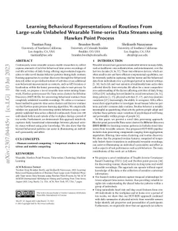 Learning Behavioral Representations of Routines From Large-scale
  Unlabeled Wearable Time-series Data Streams using Hawkes Point Process
