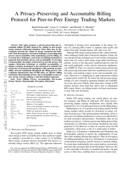 A Privacy-Preserving and Accountable Billing Protocol for Peer-to-Peer
  Energy Trading Markets