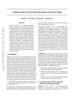 Gradient Surgery for One-shot Unlearning on Generative Model