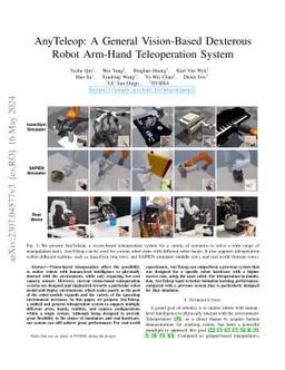 AnyTeleop: A General Vision-Based Dexterous Robot Arm-Hand Teleoperation
  System