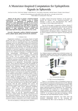 A Memristor-Inspired Computation for Epileptiform Signals in Spheroids
