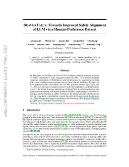 BeaverTails: Towards Improved Safety Alignment of LLM via a
  Human-Preference Dataset