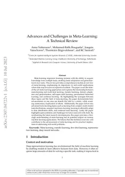 Advances and Challenges in Meta-Learning: A Technical Review