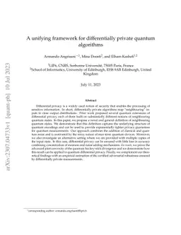 A unifying framework for differentially private quantum algorithms