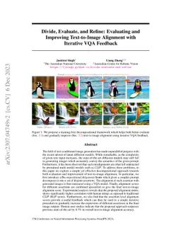 Divide, Evaluate, and Refine: Evaluating and Improving Text-to-Image
  Alignment with Iterative VQA Feedback