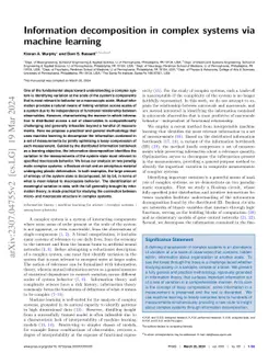 Information decomposition in complex systems via machine learning