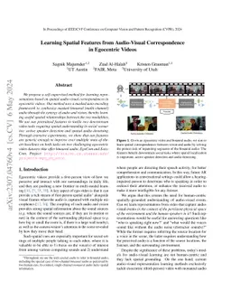 Learning Spatial Features from Audio-Visual Correspondence in Egocentric
  Videos
