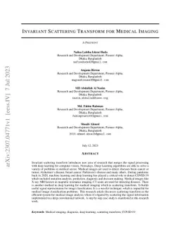 Invariant Scattering Transform for Medical Imaging