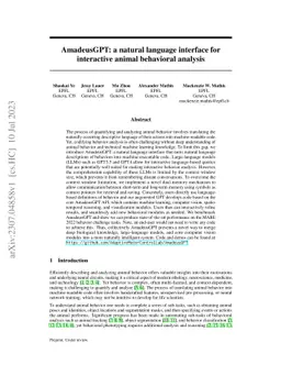 AmadeusGPT: a natural language interface for interactive animal
  behavioral analysis