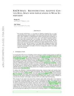 RACH-Space: Reconstructing Adaptive Convex Hull Space with Applications
  in Weak Supervision