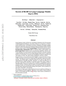 Secrets of RLHF in Large Language Models Part I: PPO