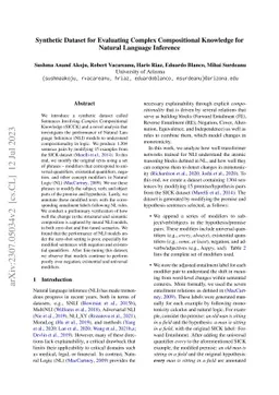 Synthetic Dataset for Evaluating Complex Compositional Knowledge for Natural Language Inference