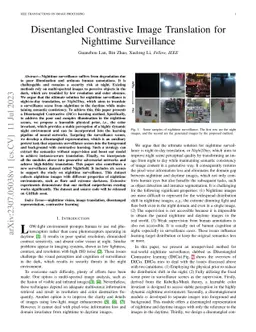 Disentangled Contrastive Image Translation for Nighttime Surveillance