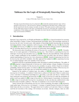 Tableaux for the Logic of Strategically Knowing How