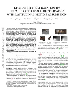DFR: Depth from Rotation by Uncalibrated Image Rectification with
  Latitudinal Motion Assumption