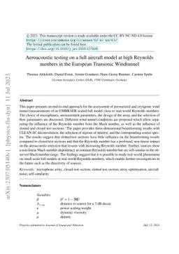 Aeroacoustic testing on a full aircraft model at high Reynolds numbers
  in the European Transonic Windtunnel
