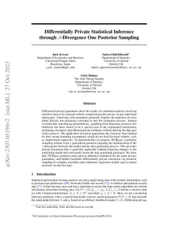 Differentially Private Statistical Inference through $β$-Divergence
  One Posterior Sampling
