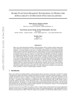 Score Function Gradient Estimation to Widen the Applicability of
  Decision-Focused Learning