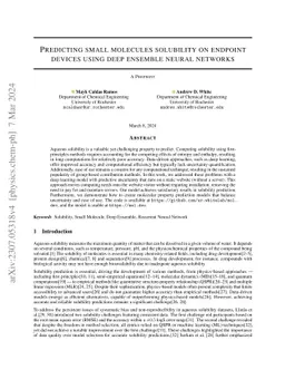 Predicting small molecules solubilities on endpoint devices using deep
  ensemble neural networks