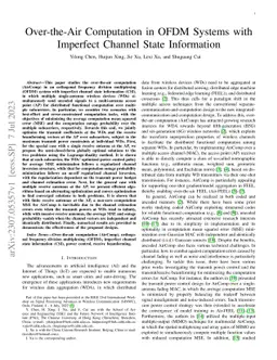 Over-the-Air Computation in OFDM Systems with Imperfect Channel State
  Information