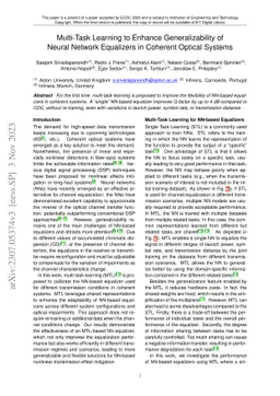 Multi-Task Learning to Enhance Generalizability of Neural Network
  Equalizers in Coherent Optical Systems