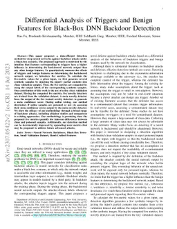 Differential Analysis of Triggers and Benign Features for Black-Box DNN
  Backdoor Detection