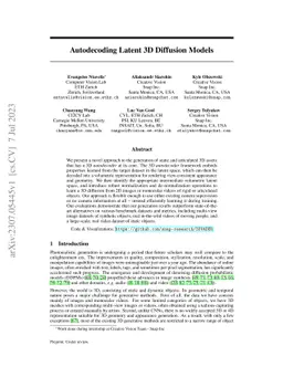 AutoDecoding Latent 3D Diffusion Models