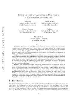 Testing for Reviewer Anchoring in Peer Review: A Randomized Controlled
  Trial
