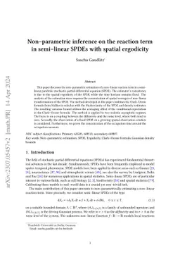 Non-parametric estimation of the reaction term in semi-linear SPDEs with
  spatial ergodicity