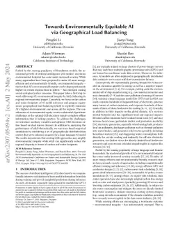 Towards Environmentally Equitable AI via Geographical Load Balancing