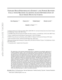 Toward High-Performance Energy and Power Battery Cells with Machine
  Learning-based Optimization of Electrode Manufacturing