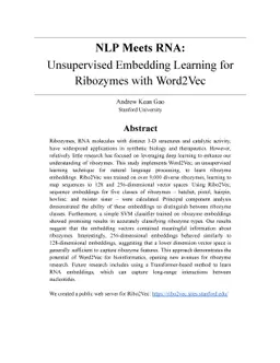 NLP Meets RNA: Unsupervised Embedding Learning for Ribozymes with
  Word2Vec
