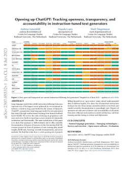 Opening up ChatGPT: Tracking openness, transparency, and accountability
  in instruction-tuned text generators