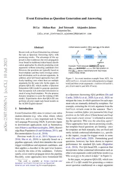 Event Extraction as Question Generation and Answering