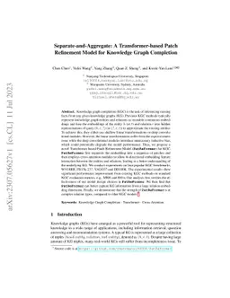 Separate-and-Aggregate: A Transformer-based Patch Refinement Model for
  Knowledge Graph Completion