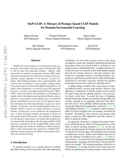 MoP-CLIP: A Mixture of Prompt-Tuned CLIP Models for Domain Incremental
  Learning