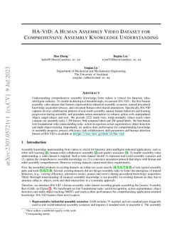 HA-ViD: A Human Assembly Video Dataset for Comprehensive Assembly
  Knowledge Understanding