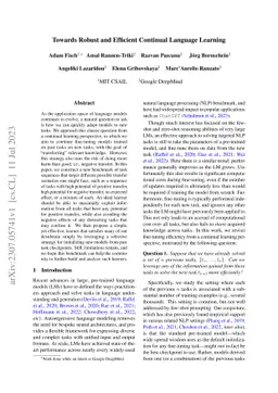 Towards Robust and Efficient Continual Language Learning