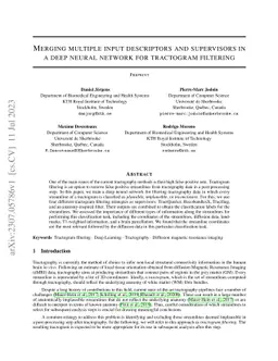 Merging multiple input descriptors and supervisors in a deep neural
  network for tractogram filtering