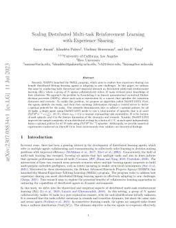 Scaling Distributed Multi-task Reinforcement Learning with Experience
  Sharing