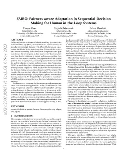 FAIRO: Fairness-aware Adaptation in Sequential-Decision Making for
  Human-in-the-Loop Systems