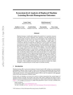 Ecosystem-level Analysis of Deployed Machine Learning Reveals
  Homogeneous Outcomes