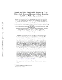 Rectifying Noisy Labels with Sequential Prior: Multi-Scale Temporal
  Feature Affinity Learning for Robust Video Segmentation