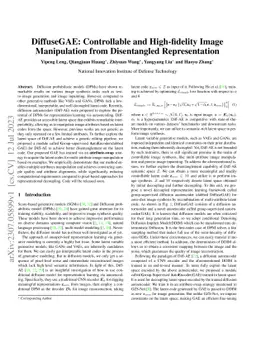 DiffuseGAE: Controllable and High-fidelity Image Manipulation from
  Disentangled Representation